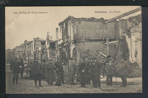 Ansichtskarte Ortelsburg Ostpreussen Krieg Markt Ostgebiete