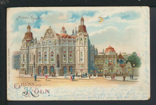 Litho Ansichtskarte Köln NRW Halt gegen das Licht Neues Theater Feldpost Hamburg