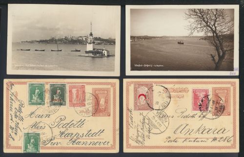 Ansichtskarten und Ganzsachen Beyoğlu Istanbul Türkei Lot mit 4 Karten 1931 1940