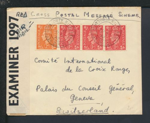 Flugpost Airmail Zensur Brief South Milton Großbritannien MEF Genf Schweiz