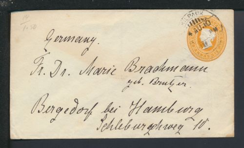 Ganzsache Indien Queen Victoria 2 Anna 6 p. Kilpauk Bergedorf bei Hamburg