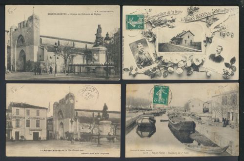 Ansichtskarte Frankreich Aigues Mortes Grau du Roi Kanal 1909 Lot von 4 Karten