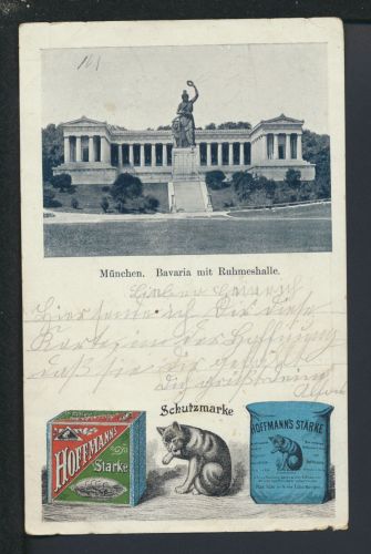 Ansichtskarte München Bayern Bavaria mit Ruhmeshalle Reklame Ansbach 1898