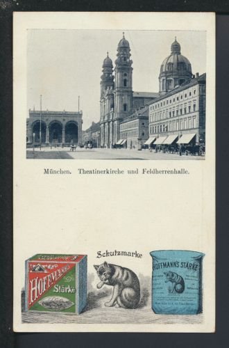 Ansichtskarte München Bayern Theatinerkirche mit Feldherrenhalle Reklame