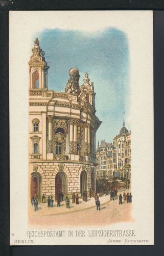 Litho Ansichtskarte Berlin Reichspostamt in der Leipzigerstrasse Reklame Katze