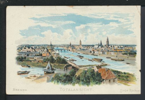Ansichtskarte Bremen Totalansicht Reklame Hoffmann Stärke Katze siehe Rückseite