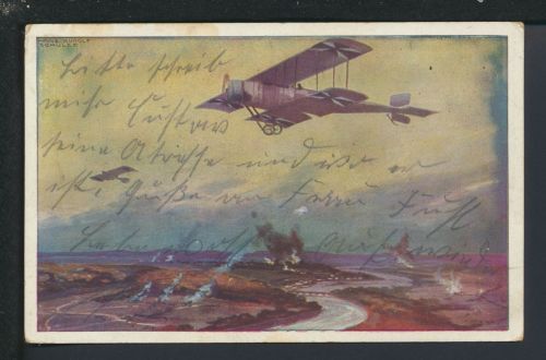 Ansichtskarte Deutsches Reich Flugzeug historisch Doppeldecker Zweibrücken 1915