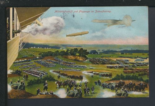 Zeppelin selt. Ansichtskarte Zukunftskrieg München Bayern Flugzeug Luftschiff Krieg