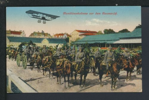 Militaria Propaganda Ansichtskarte Flugzeug Munitionskolonne Hohenpeißenberg