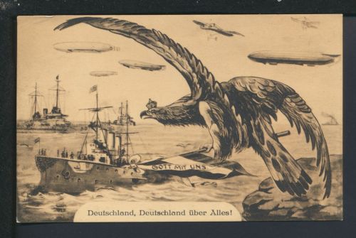 Zeppelin seltene Propaganda Ansichtskarte Flugzeug Schiffe Krieg Feldpost Köln NRW