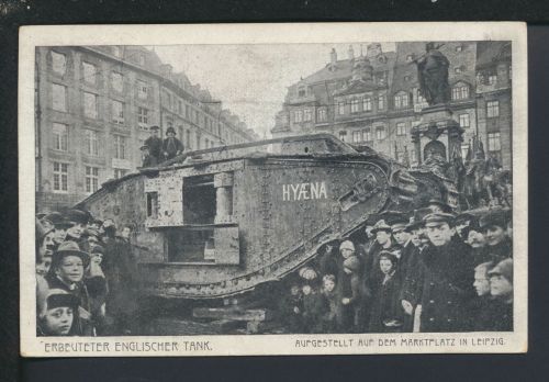 Militaria Propaganda Ansichtskarte Waffen Panzer Krieg Leipzig Sachsen Erbeuteter