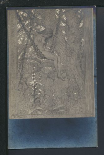 Erotik Ansichtskarte Künstler Fidus Lianenschaukel