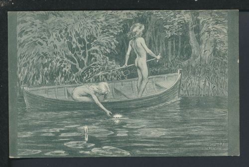 Kunst Ansichtskarte Künstler Fidus Wasserrosen