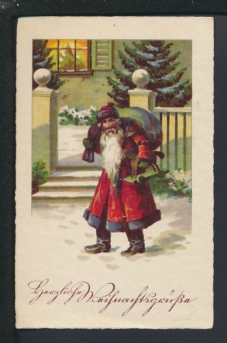 Nikolaus Weihnachtsmann Weihnachten Künstler Ansichtskarte Herzl. Weihnachtsgrüße