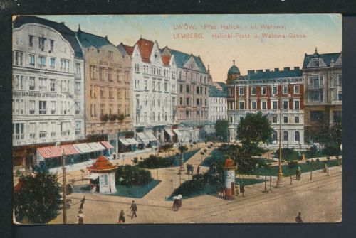 Ansichtskarte Lemberg Lwiw Ukraine Halicki Platz Walowa Gasse Feldpost Straßburg