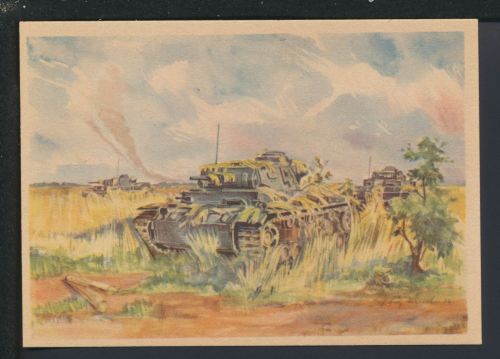 Militaria Künstler Ansichtskarte II WK Getarnte Panzer Krieg II Weltkrieg Rußland