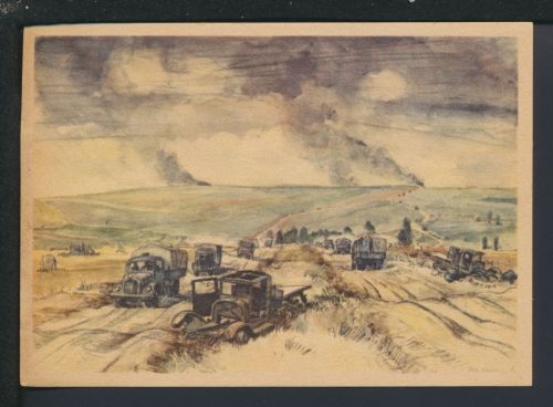 Militaria Künstler Ansichtskarte II WK Sowjetische Straße bei Schilkowo Oblast