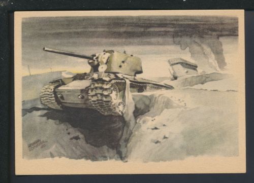 Militaria Künstler Ansichtskarte II WK Vernichtete Sowjet Panzer Rußland