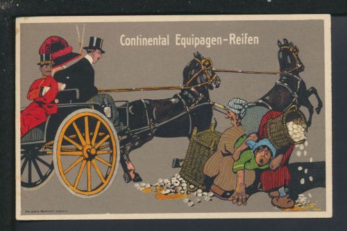 Ansichtskarte Reklame Continental Equipagen Reifen Hannover Niedersachsen Pferde