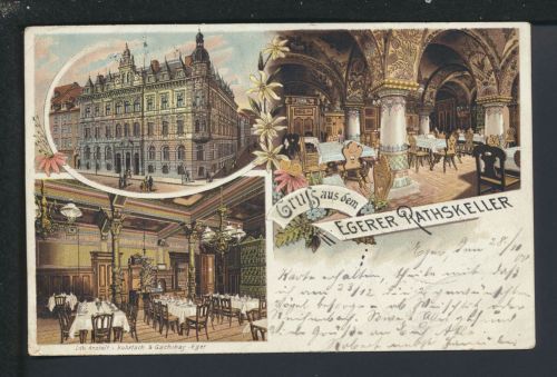 Litho Ansichtskarte Eger Tschechien Ratskeller Berlin 1900 Litho