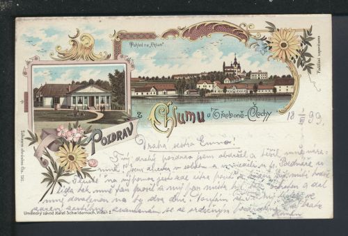 Litho Ansichtskarte Chlum u Třeboně Tschechien Prag 1899