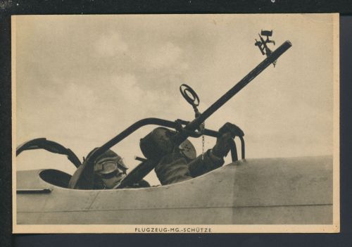 Militaria Ansichtskarte II WK Flugzeug mit MG Schütze