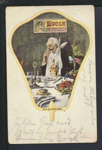 Jugendstil Künstler Ansichtskarte Reklame Lucca Likör Alkohol Mucha Abbildung