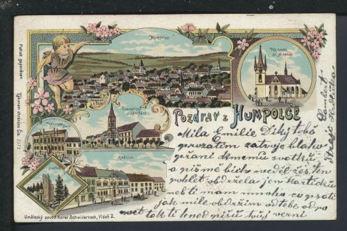 Litho Ansichtskarte Humpolce Tschechien Zizkov Prag KuK 1900