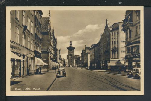 Ansichtskarte Elbing Ostgebiete Polen Westpreußen Alter Markt Auto Oldtimer