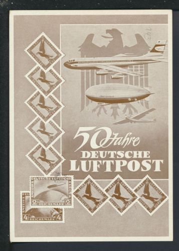 Zeppelin + Flugzeug Bund MEF Friedenstauben Europa Ansichtskarte Flugpost Airmail