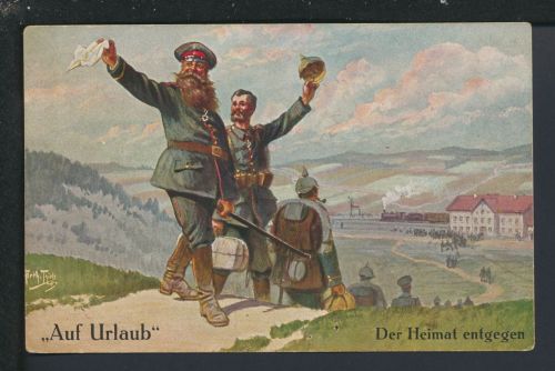 Künstler Ansichtskarte Arthur Thiele Auf Urlaub Der Heimat entgegen