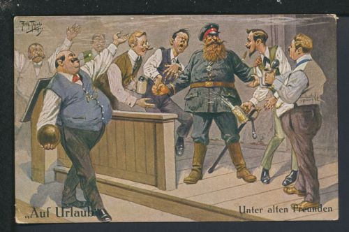 Künstler Ansichtskarte Arthur Thiele Auf Urlaub Unter alten Freunden