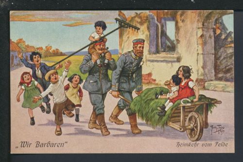 Künstler Ansichtskarte Arthur Thiele Heimkehr vom Felde Feldpost Mainz