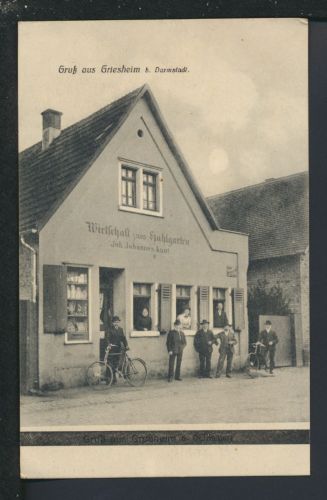 Ansichtskarte Grießheim Hessen Wirtschaft zum Hahlgarten Lyon Frankreich 1918