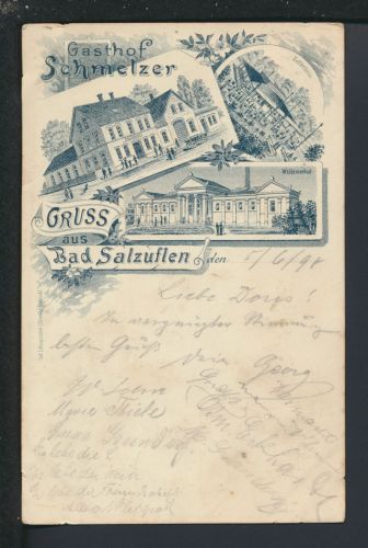 Vorläufer Ansichtskarte Bad Salzuflen NRW Gasthof Schmelzer Nürnberg Bayern erst