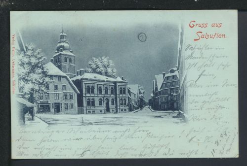Mondschein Winter Ansichtskarte Bad Salzuflen NRW Barntrup Lippe 1898