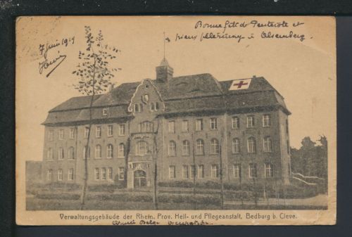 Ansichtskarte Bedburg NRW Verwaltung Heil und Pflegeanstalt Brüssel Belgien 1917