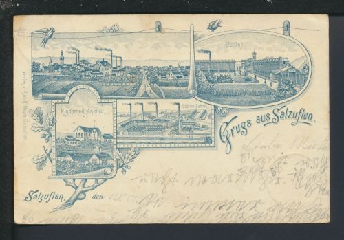 Litho Ansichtskarte Bad Salzuflen Lippe Kinderheilanstalt Saline Bad Meinberg 1900