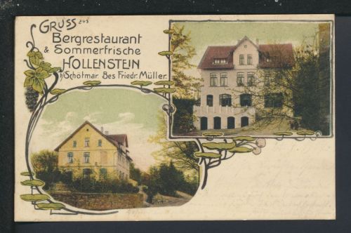 Jugendstil Litho Ansichtskarte Schötmar Lippe NRW Restaurant Hollenstein Gütersloh