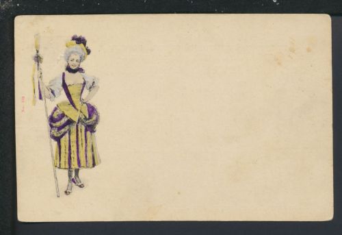 Jugendstil Künstler Ansichtskarte Russland Dame mit Stab