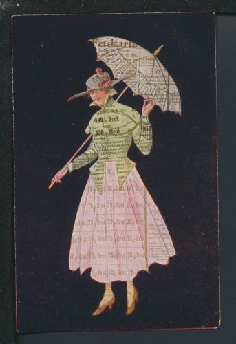 Künstler Ansichtskarte Brotkarte Junge Dame mit Regenschirm