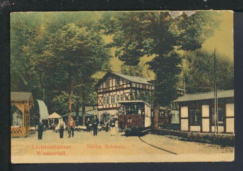 Ansichtskarte Dresden Sachsen Lichtenhainer Wasserfall Eisenbahn Sächsische