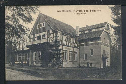 Ansichtskarte Herford NRW Restaurant Waldfrieden Inh. F. Baumann 1914