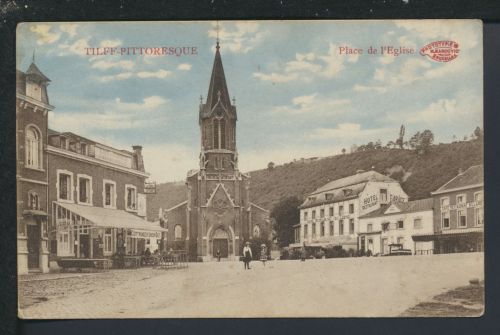 Ansichtskarte Tilff Belgien Kirchplatz Feldpost Bahnpost Zug 658 Marl NRW