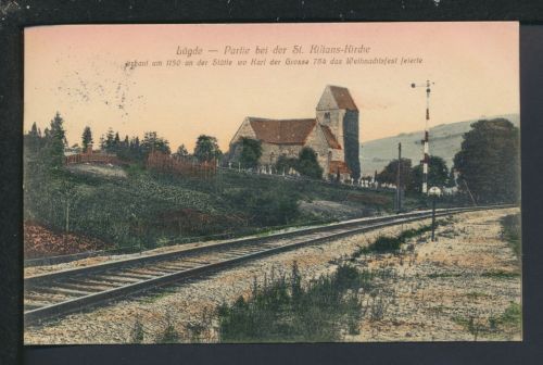 Ansichtskarte Lügde Kr. Lippe NRW St Kilians Kirche Bahnpost Zug 508 Köln 1910