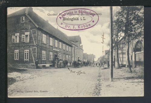 Ansichtskarte Bösingfeld Lippe NRW Gasthof Hannover Apotheke Kobbe Schwerin
