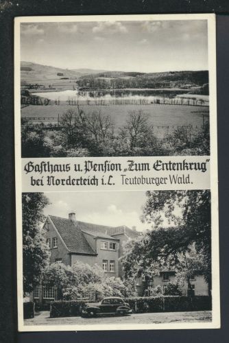 Ansichtskarte Norderteich Lippe NRW Gasthaus Zum Entenkrug SST Mülheim Auto Oldtimer