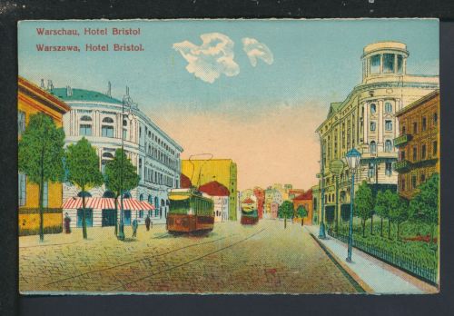 Art Deco Ansichtskarte Warschau Polen Hotel Bristol selten farbschöne Künstler AK