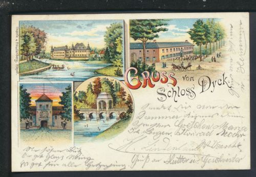 Litho Ansichtskarte Schloss Dyck Jüchen NRW Rheydt 1893