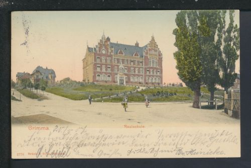 Ansichtskarte Grimma Leipzig Sachsen Realschule Reudnitz 1907